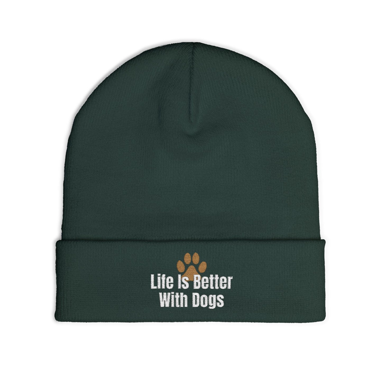Embroidered 'Life Is Better With Dogs' Knit Beanie — Dog Lover Paw Patch