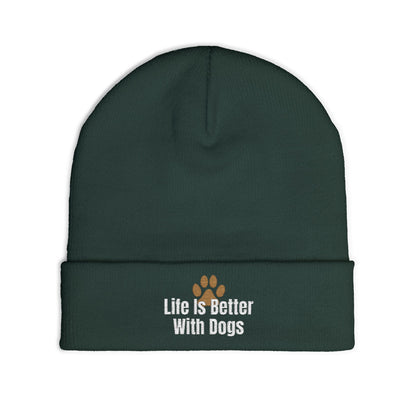 Embroidered 'Life Is Better With Dogs' Knit Beanie — Dog Lover Paw Patch