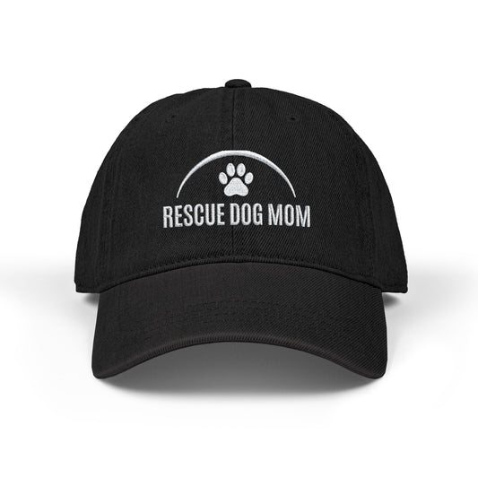 Rescue Dog Mom Embroidered Denim Hat
