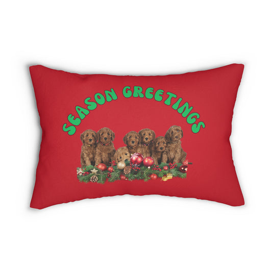 "Christmas Labradoodle Puppy Lover Pillow" Spun Polyester Lumbar Pillow