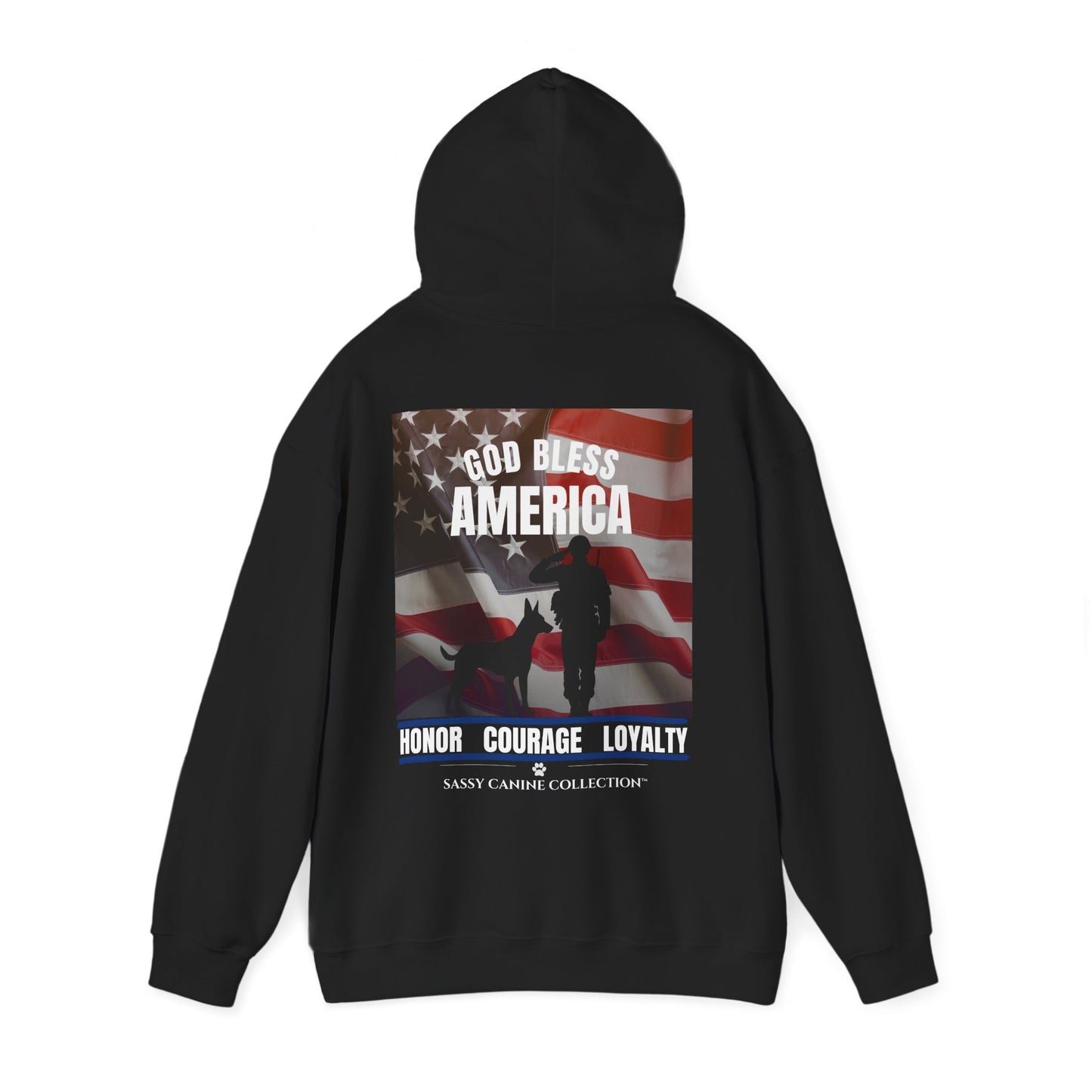 God Bless America Military Working Dog Hoodie | Sassy Canine Collection™