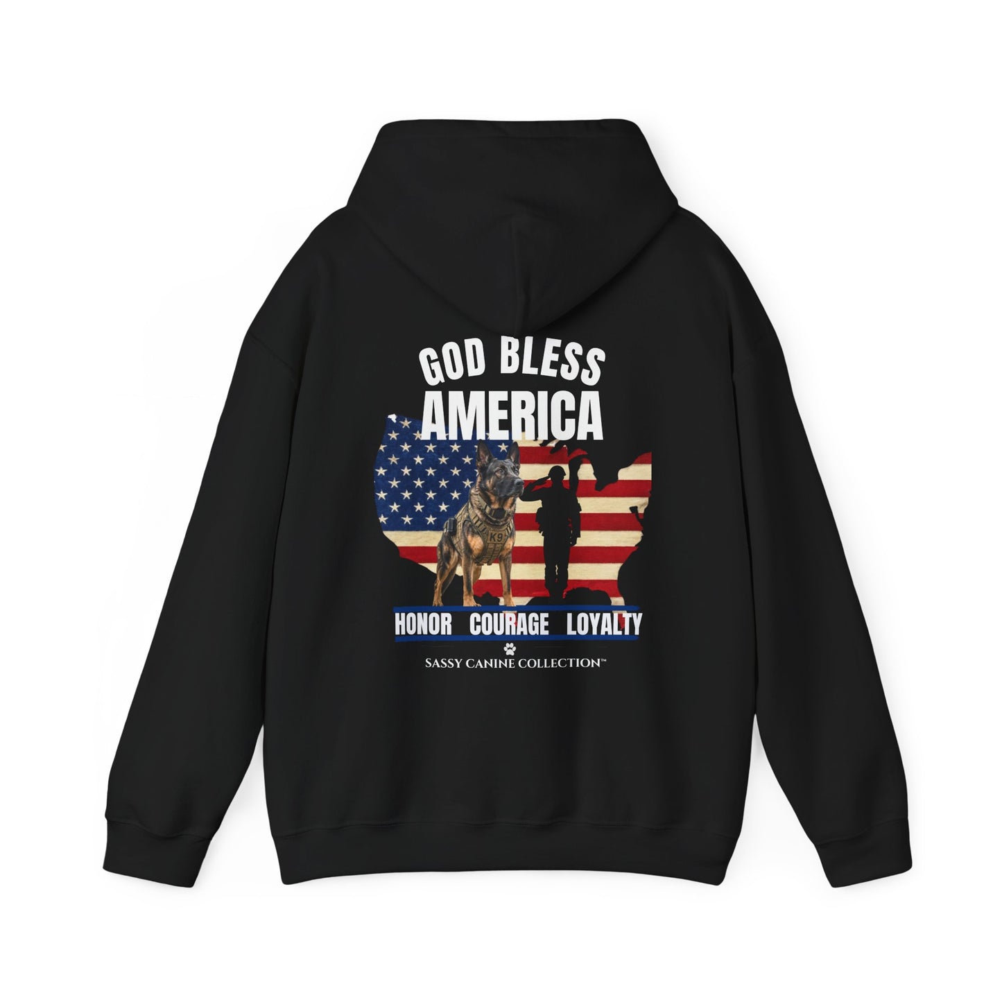God Bless America Military Working Dog Hoodie | Sassy Canine Collection™