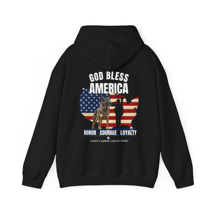 God Bless America Military Working Dog Hoodie | Sassy Canine Collection™