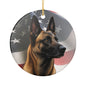 Belgian Malinois American Flag Ceramic Christmas Ornament