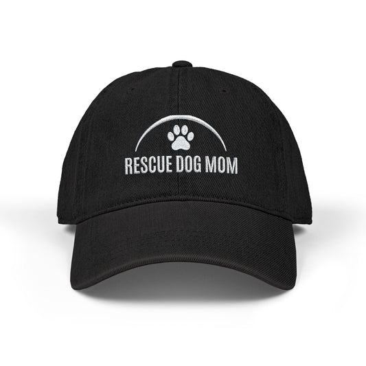 Rescue Dog Mom embroidered denim hat - gift for dog moms who adopted - Sassy Canine Collection