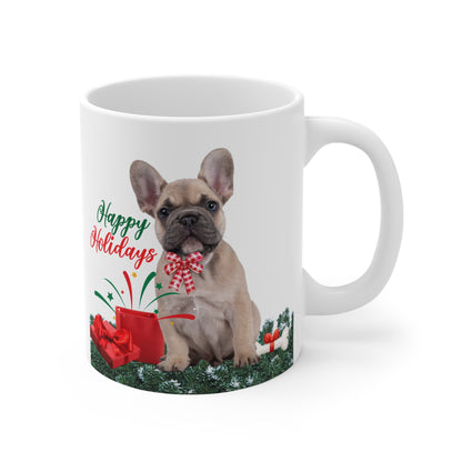 "Happy Holidays" French Bulldog Mug 11oz