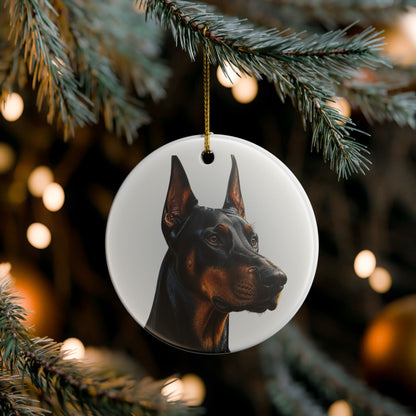 Doberman Pinscher Portrait Ceramic Christmas Ornament