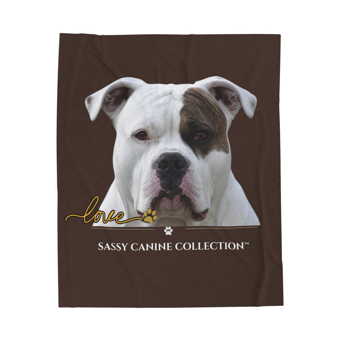 American Bulldog Love Velveteen Plush Blanket