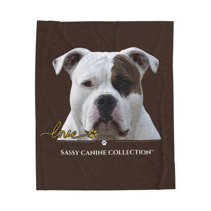 American Bulldog Love Velveteen Plush Blanket