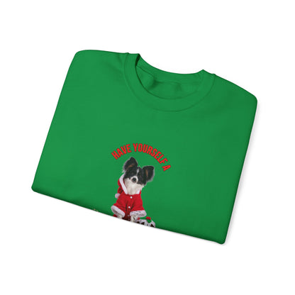 "Have A Merry Little Christmas" Papillon Dog Lovers Unisex Heavy Blend™ Crewneck Sweatshirt