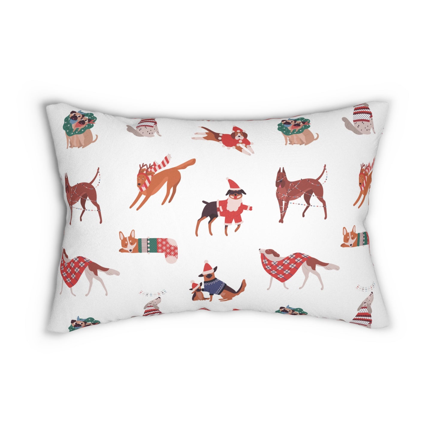 "Dog Lover Christmas Pillow" Spun Polyester Lumbar Pillow