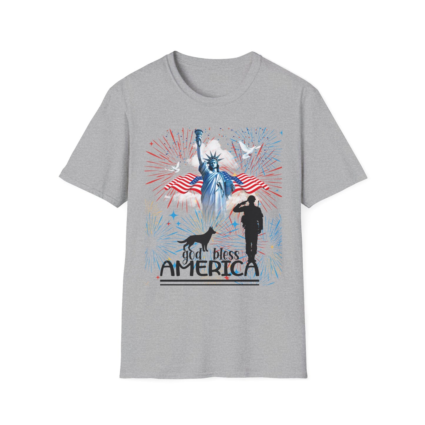 4th of July Patriotic German Shepherd/Soldier Lady Liberty Shirt for Dog Lovers