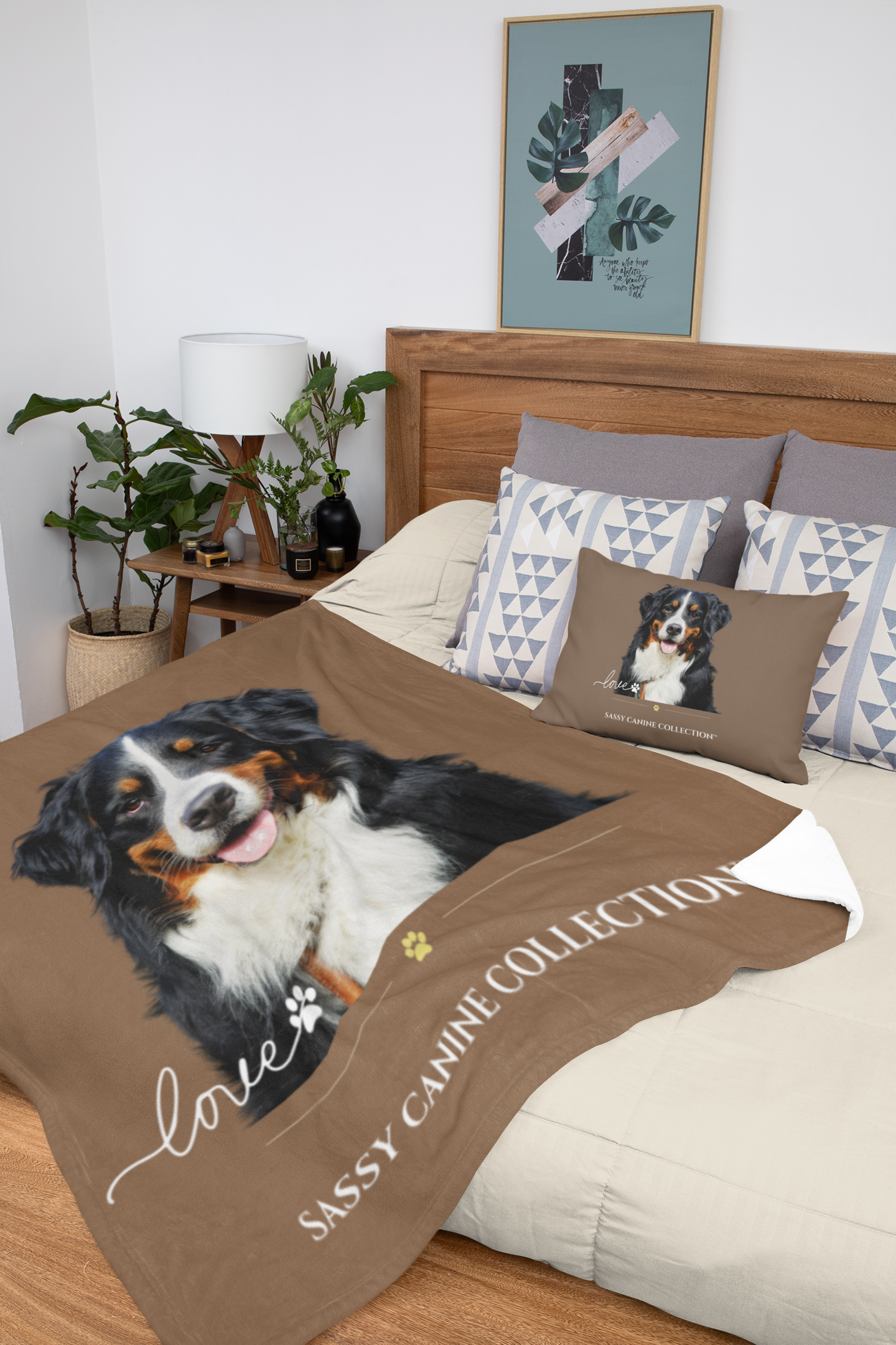 Bernese Mountain Dog velveteen plush blanket (matching pillow sold separately.)