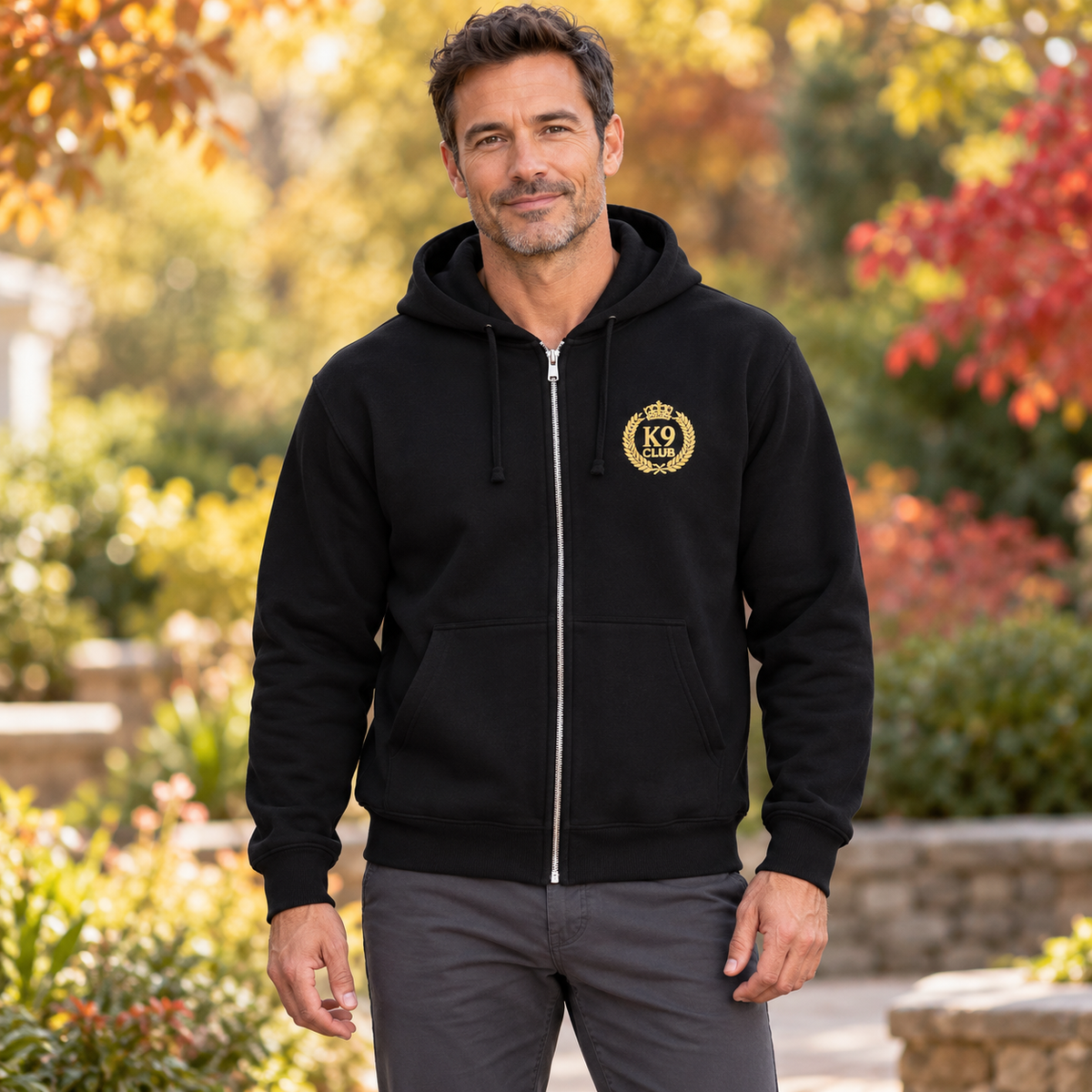 K9 Club Gold Crest Embroidered Full-Zip Hoodie