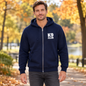  navy blue zip-up hoodie with a white 'K9 CLUB' logo embroidered on the left chest