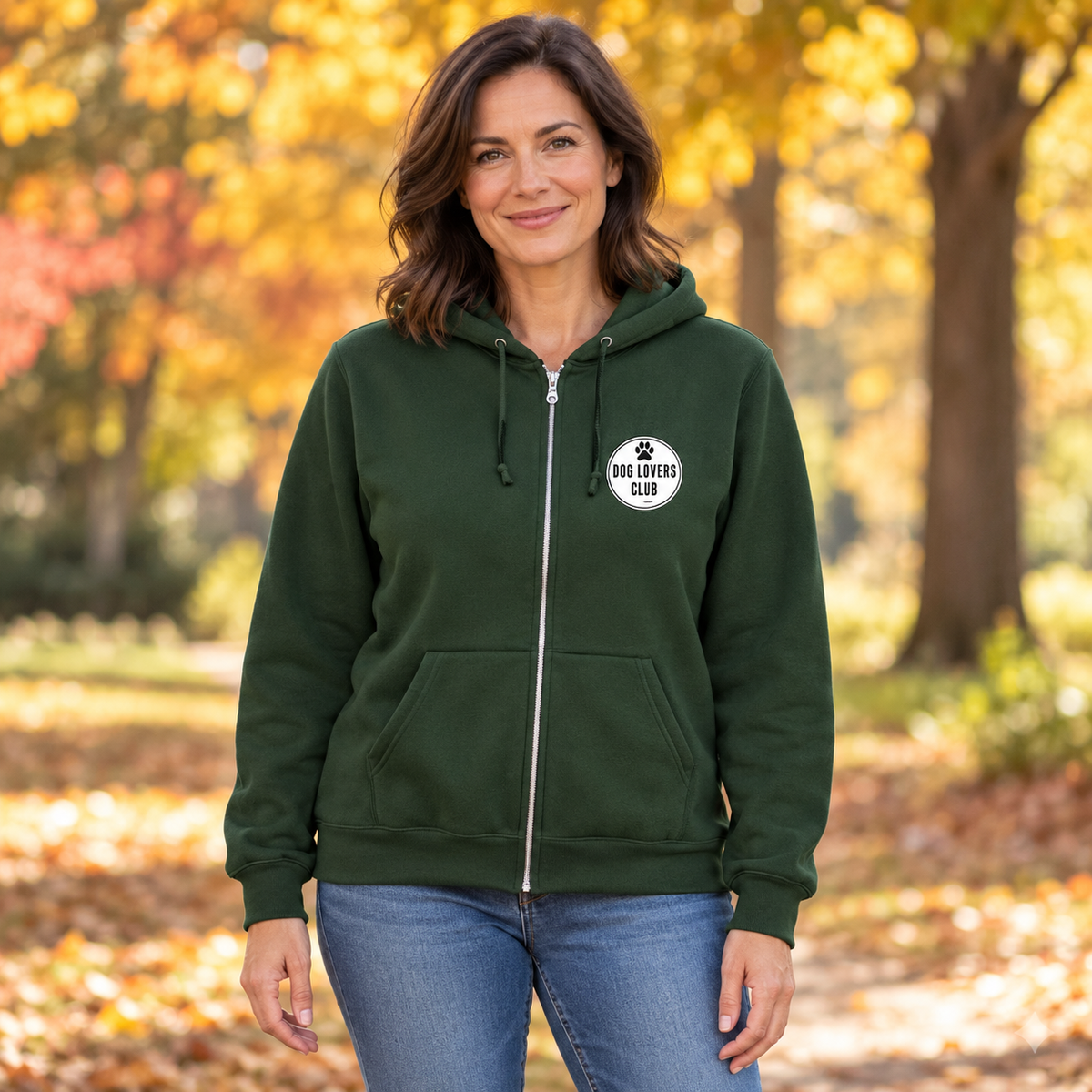 Dog Lovers Club Full-Zip Hoodie – Forest Green