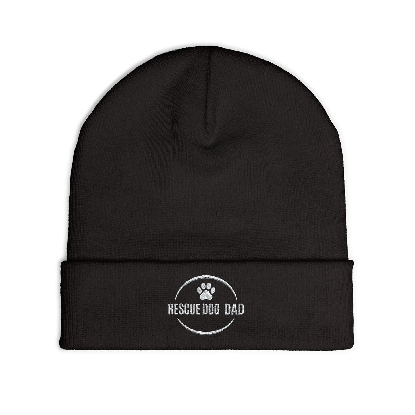 Rescue Dog Dad Embroidered Knit Beanie | SASSY CANINE COLLECTION™ | Premium Winter Hat