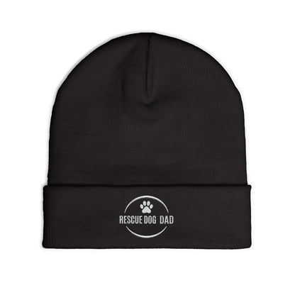 Rescue Dog Dad Embroidered Knit Beanie | SASSY CANINE COLLECTION™ | Premium Winter Hat