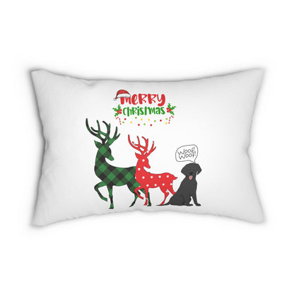 "Reindeer" Holiday Dog Lover Spun Polyester Lumbar Pillow