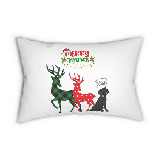 "Reindeer" Holiday Dog Lover Spun Polyester Lumbar Pillow