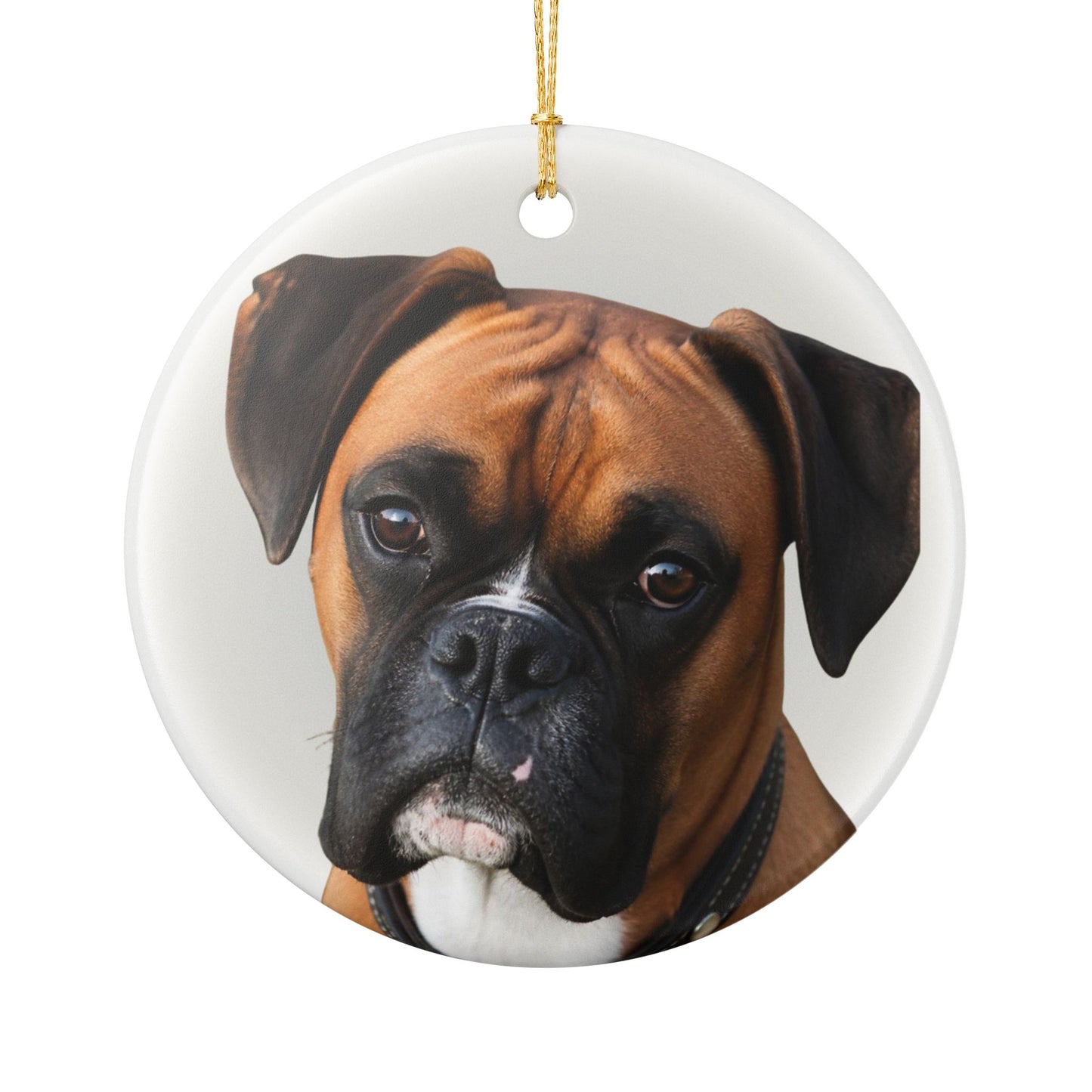 Boxer Dog Portrait Ceramic Christmas Ornament