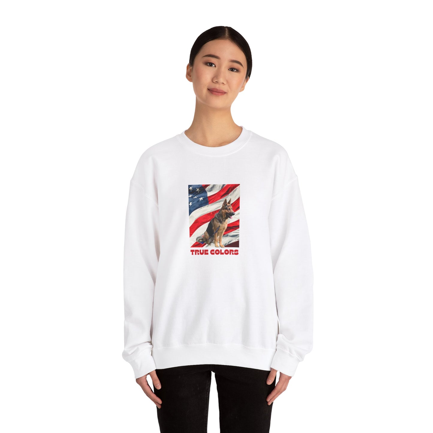 "True Colors" Patriotic German Sheperd Unisex Heavy Blend™ Crewneck Sweatshirt