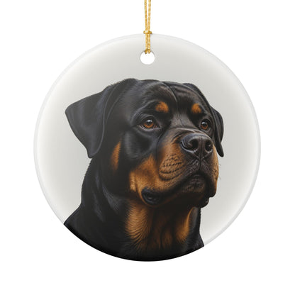 Rottweiler Portrait Ceramic Christmas Ornament