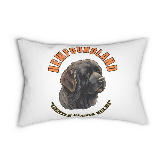 "Newfoundland...Gentle Giants Rule!" Newfoundland lover Spun Polyester Lumbar Pillow