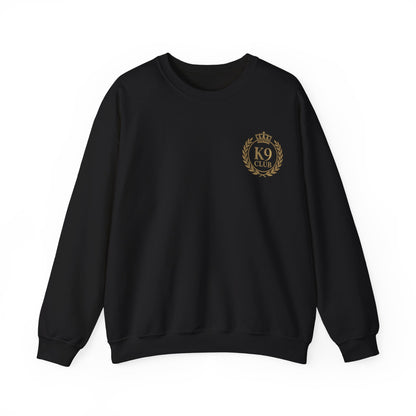 Black Sweatshirt with  Gold K-9 Club Emblem front left chest