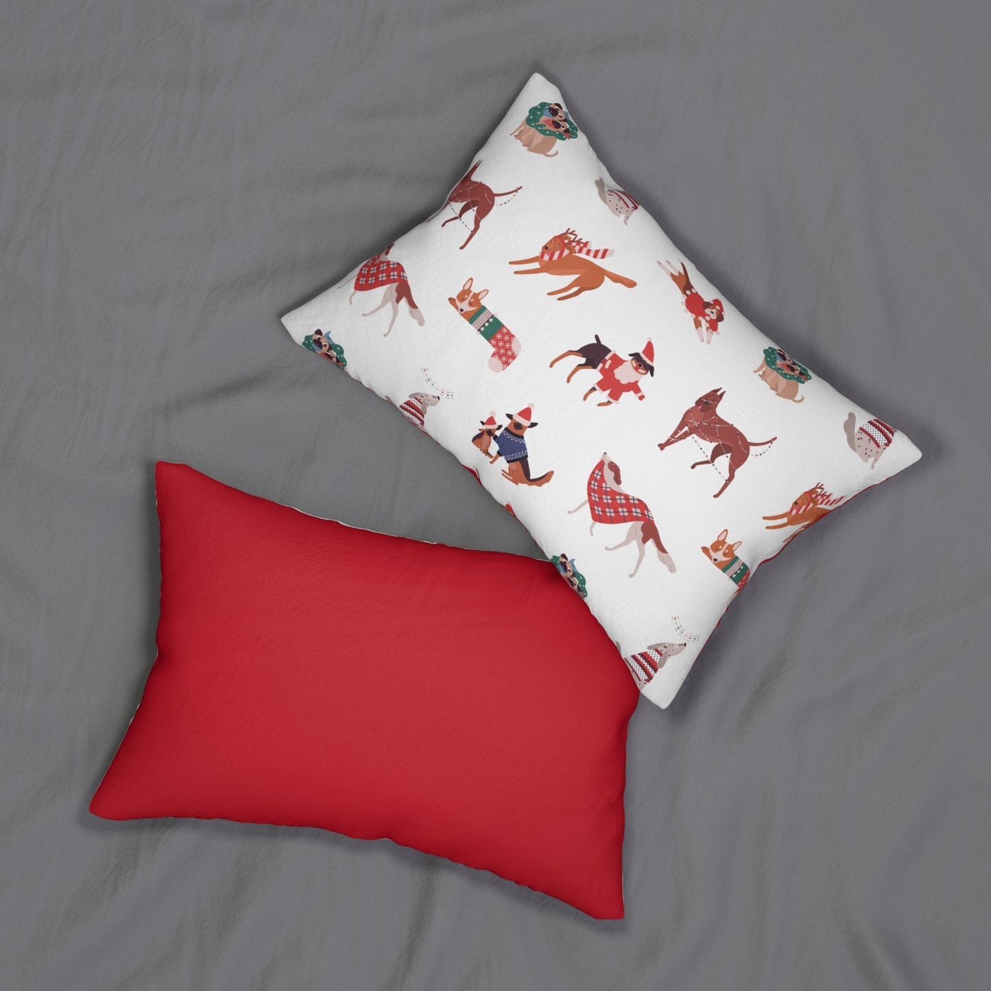 "Dog Lover Christmas Pillow" Spun Polyester Lumbar Pillow