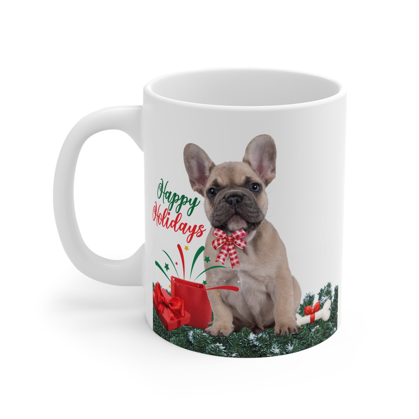 "Happy Holidays" French Bulldog Mug 11oz