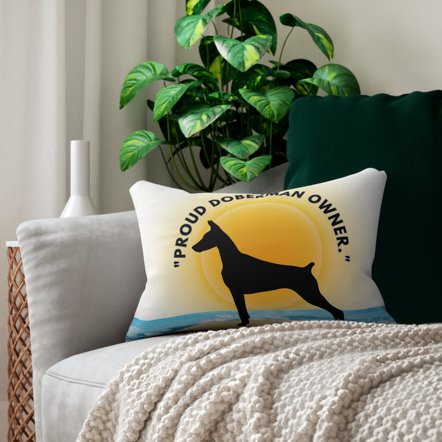 "Proud Doberman Owner" Spun Polyester Lumbar Pillow