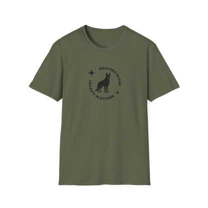 "Bravery in Fur....Loyalty in Action"  K-9 Lovers Unisex Softstyle T-Shirt