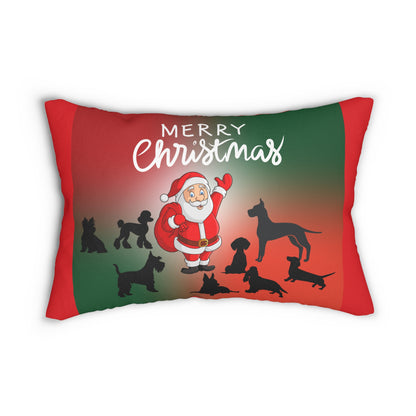 "Merry Christmas" Dog Lover Spun Polyester Lumbar Pillow