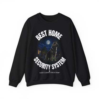 Crewneck Sweatshirt — “Best Home Security System” Dog Night Design