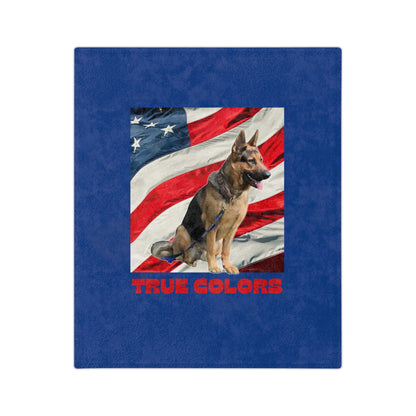 "True Colors" Patriotic German Sheperd Velveteen Microfiber Blanket