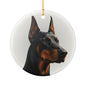Doberman Pinscher Portrait Ceramic Christmas Ornament