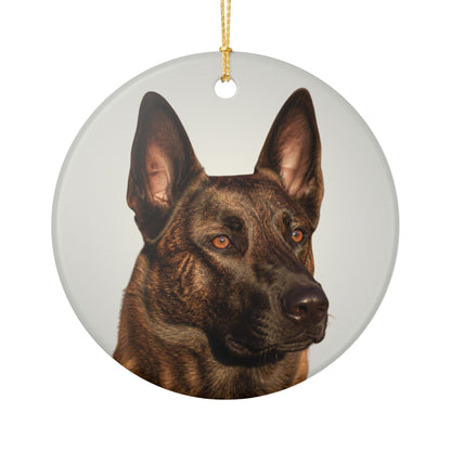Dutch Shepherd Portrait Ceramic Christmas Ornament