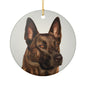 Dutch Shepherd Portrait Ceramic Christmas Ornament