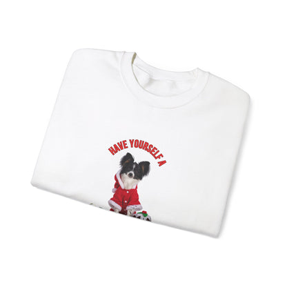 "Have A Merry Little Christmas" Papillon Dog Lovers Unisex Heavy Blend™ Crewneck Sweatshirt