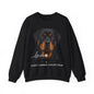 A black crewneck sweatshirt featuring a graphic print of a Rottweiler dog's face with the text 'love' in white script, a paw print, and 'SASSY CANINE COLLECTION' printed below.