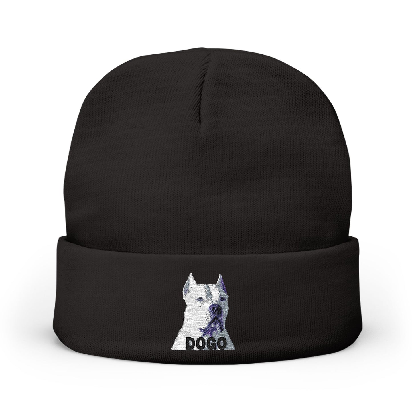 Embroidered Dogo Dog Knit Beanie — Cozy Winter Hat for Dog Lovers