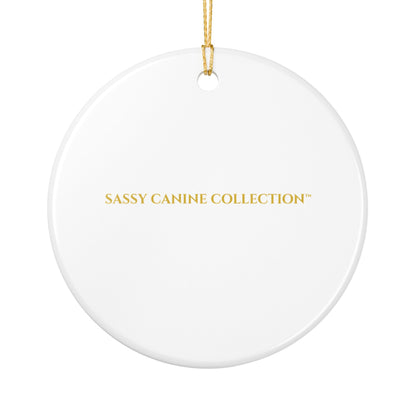 Border Collie Portrait Ceramic Christmas Ornament