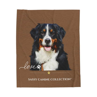 Bernese Mountain Dog Love Velveteen Plush Blanket