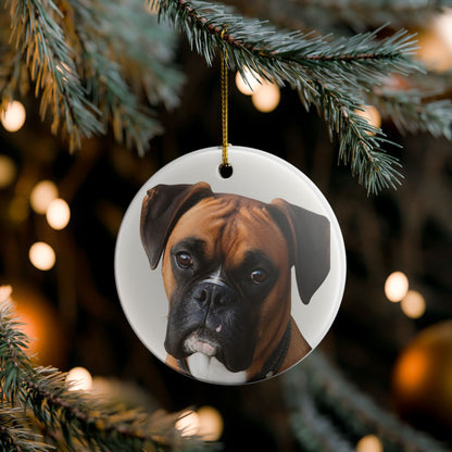 Boxer Dog Portrait Ceramic Christmas Ornament