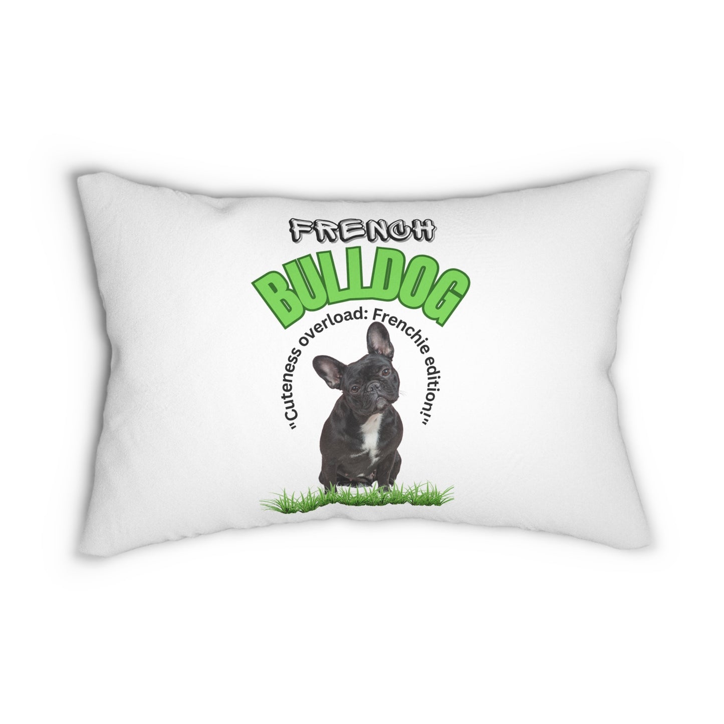 "French Bulldog Cuteness Overload:...Frenchie Edition!"  French Bulldog lovers Spun Polyester Lumbar Pillow