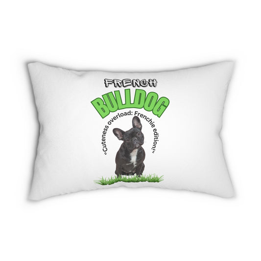 "French Bulldog Cuteness Overload:...Frenchie Edition!"  French Bulldog lovers Spun Polyester Lumbar Pillow