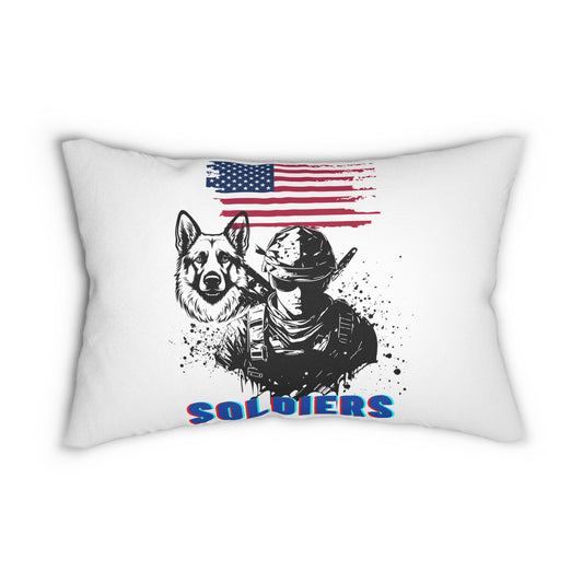 "Soldiers Patriotic Canine Lover Pillow" Spun Polyester Lumbar Pillow