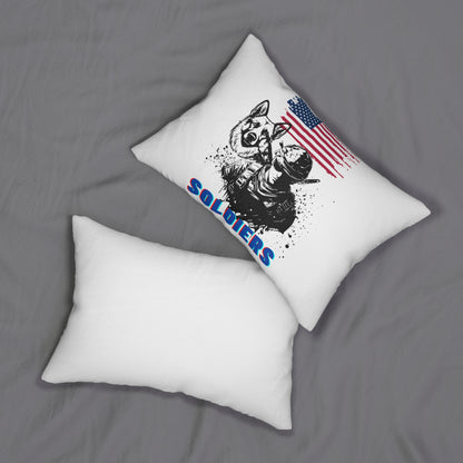 "Soldiers Patriotic Canine Lover Pillow" Spun Polyester Lumbar Pillow