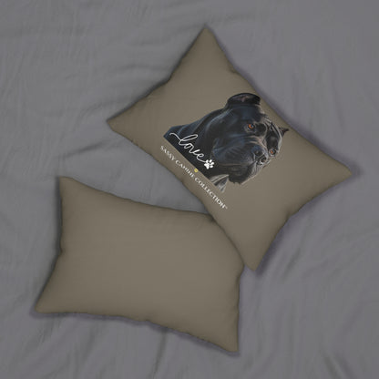 Cane Corso Love Lumbar Pillow — Black Dog Portrait Decorative Pillow